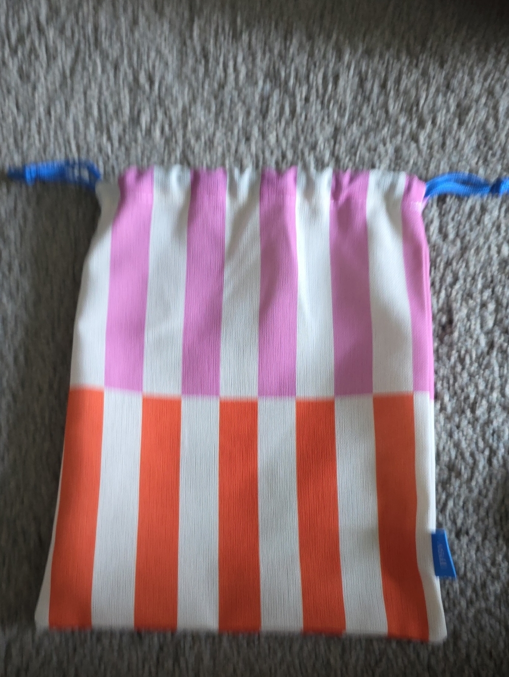 T.J.Maxx Pink, Orange & White Striped Mini Drawstring Bag